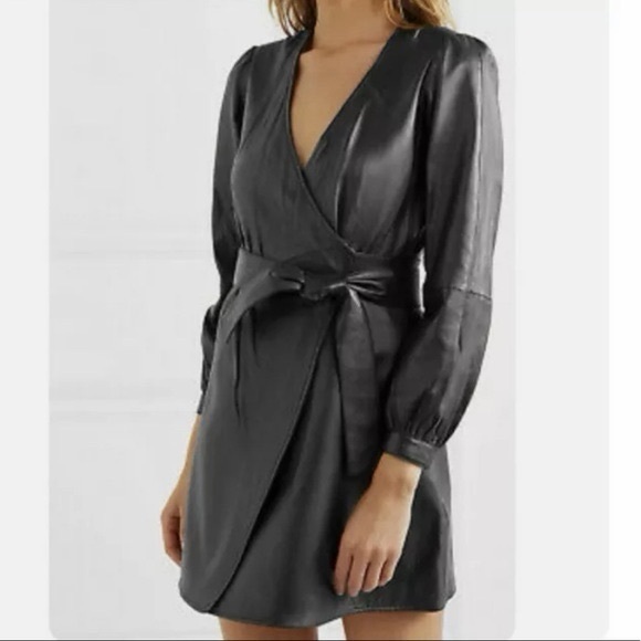 NWT 7 For All Mankind Faux Leather Warp Dress Black Size Medium